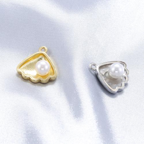 Bijoux pendentifs en laiton, avec perle de plastique, coquille, Placage, DIY, plus de couleurs à choisir, Vendu par PC