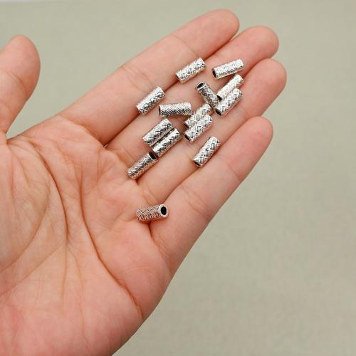 Perles tubes en alliage de zinc, Placage de couleur argentée, DIY, argent Environ 2mm, Vendu par PC