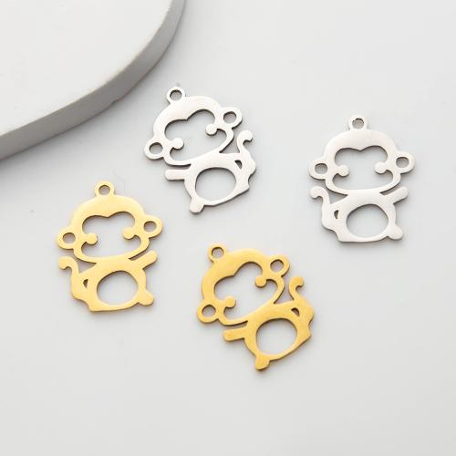 Pendentifs d'animaux en acier inoxydable , 201 acier inoxydable, singe, Placage, DIY, plus de couleurs à choisir Vendu par PC