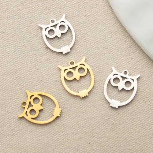 Pendentifs d'animaux en acier inoxydable , 201 acier inoxydable, hibou, Placage, DIY, plus de couleurs à choisir Vendu par PC