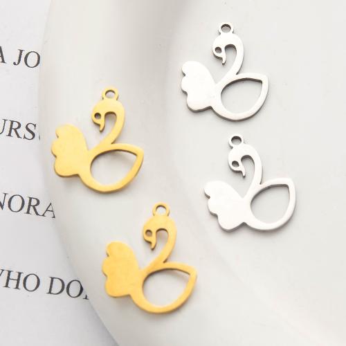 Pendentifs d'animaux en acier inoxydable , 201 acier inoxydable, cygne, Placage, DIY, plus de couleurs à choisir Vendu par PC