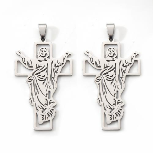 Stainless Steel Saint Pendant, 201 Stainless Steel, silver color plated, DIY, silver color 