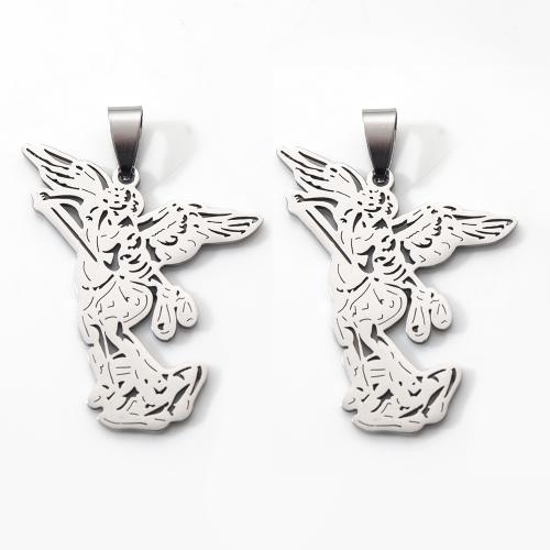 Stainless Steel Angel Pendant, 201 Stainless Steel, silver color plated, DIY, silver color 