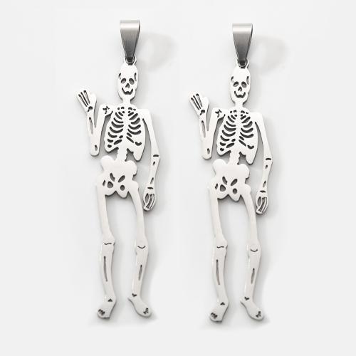 Stainless Steel Skull Pendant, 201 Stainless Steel, silver color plated, DIY, silver color 