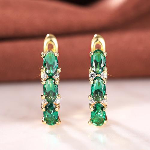 Cubic Zircon Brass Earring, with Cubic Zirconia, plated, fashion jewelry & for woman 