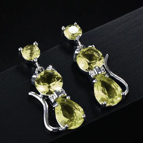 Circón cúbico latón pendiente, metal, con cúbica circonia, Gato, chapado, Joyería & para mujer, más colores para la opción, Vendido por Par