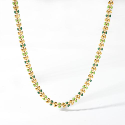 Collier en acier inoxydable Pull, Acier inoxydable 304, Placage ionique sous vide, bijoux de mode & pour femme & émail, doré, Vendu par PC