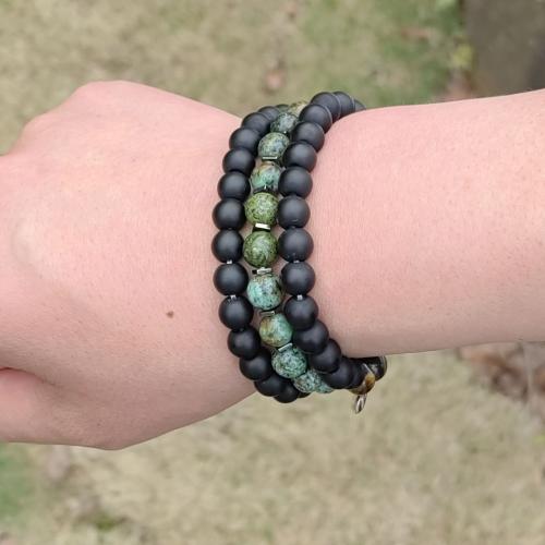Gemstone Bracelet, with Zinc Alloy, Round, handmade, fashion jewelry & Unisex beads length 8mm Approx 7.5 Inch 
