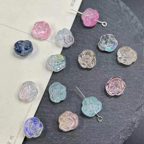Fleur bijoux en perles, chalumeau, Rose, vernis au four, envoyé au hasard & DIY, couleurs mélangées Vendu par PC