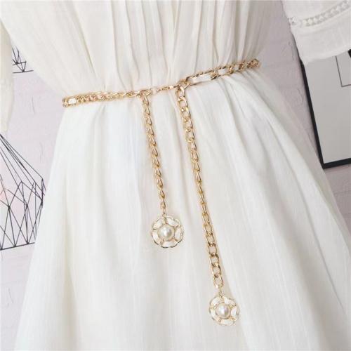 Ceinture décorative alliage de zinc, avec cuir PU & perle de plastique, Placage de couleur d'or, bijoux de mode & pour femme, plus de couleurs à choisir Environ 115 cm, Vendu par PC