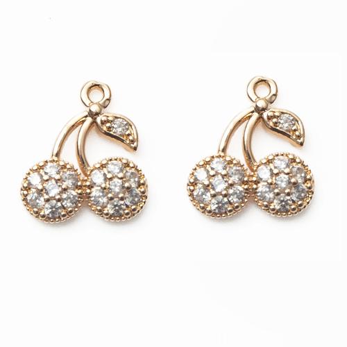 Cubic Zirconia Micro Pave Brass Pendant, Cherry, plated, DIY & micro pave cubic zirconia 