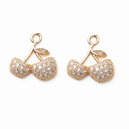 Cubic Zirconia Micro Pave Brass Pendant, Cherry, plated, DIY & micro pave cubic zirconia 