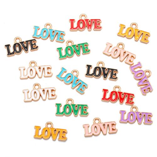 Zinc Alloy Enamel Pendants, Alphabet Letter, gold color plated, DIY Approx 