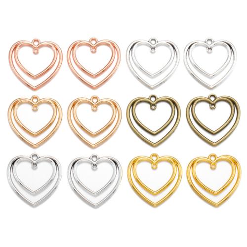 Colgantes de Aleación de Zinc en Forma de Corazón, chapado, Bricolaje & perforado doble, más colores para la opción, 25x25mm, aproximado 100PCs/Bolsa, Vendido por Bolsa