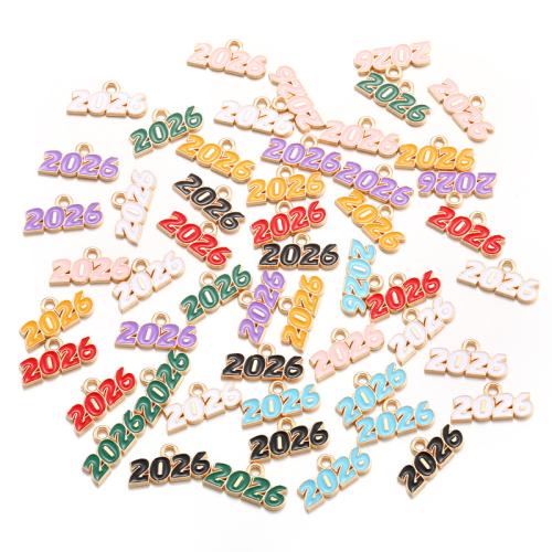 Zinc Alloy Enamel Pendants, Number, gold color plated, DIY Approx 2mm, Approx 
