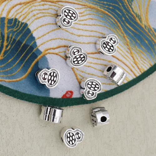 Zinklegierung Schmuckperlen, Kalebasse, silberfarben plattiert, DIY, Silberfarbe, 9x10x6mm, Bohrung:ca. 2.2mm, verkauft von PC