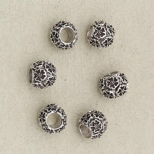 Perles de gros trou en alliage de zinc, Placage de couleur argentée, DIY, argent Environ 5mm, Vendu par PC