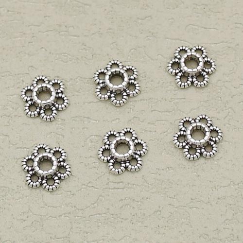 Perles en alliage zinc, alliage de zinc, fleur, Placage de couleur argentée, DIY, argent, 6mm Environ 1.5mm, Vendu par PC