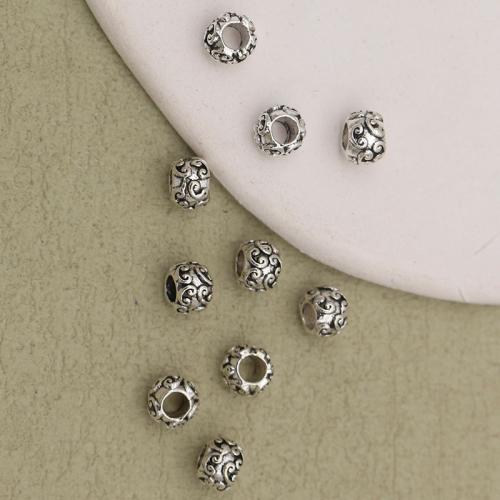Perles de gros trou en alliage de zinc, Placage de couleur argentée, DIY, argent Environ 3mm, Vendu par PC