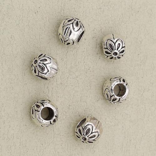 Perles de gros trou en alliage de zinc, Placage de couleur argentée, DIY, argent Environ 5mm, Vendu par PC