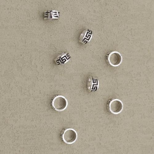 Perles de gros trou en alliage de zinc, Placage de couleur argentée, DIY, argent Environ 5.5mm, Vendu par PC