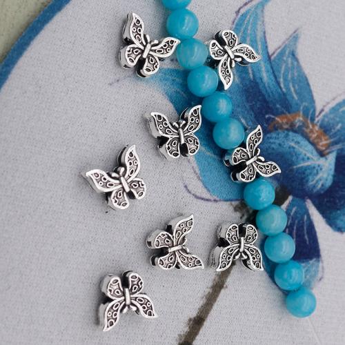 Perles animaux en alliage de zinc, papillon, Placage de couleur argentée, DIY, argent Environ 1.5mm, Vendu par PC