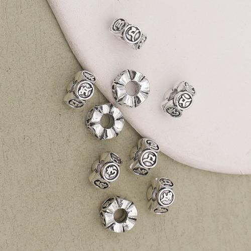 Perles de gros trou en alliage de zinc, Placage de couleur argentée, DIY, argent Environ 4mm, Vendu par PC