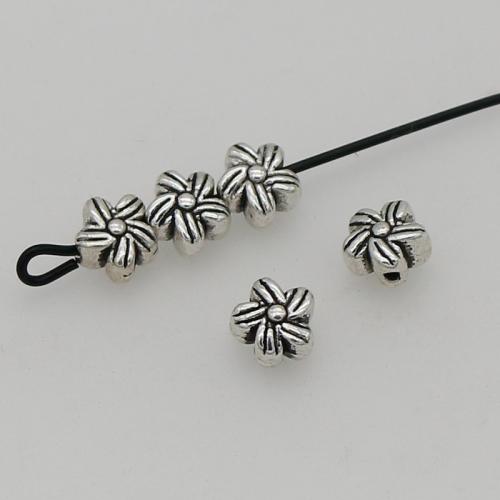 Perles intercalaires en alliage de zinc, fleur, Placage de couleur argentée, DIY, argent, 6mm Environ 1mm, Vendu par PC