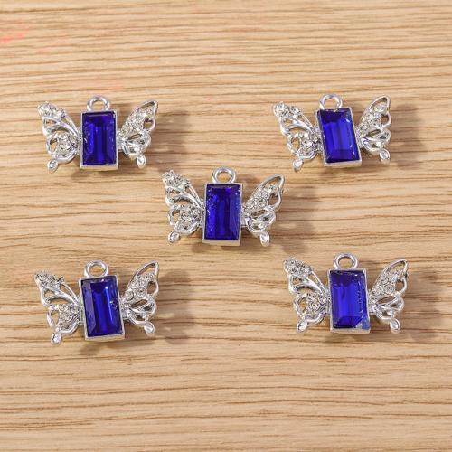 Pendentifs de stras en alliage Zinc, alliage de zinc, avec verre, papillon, Placage, DIY & avec strass Vendu par sac