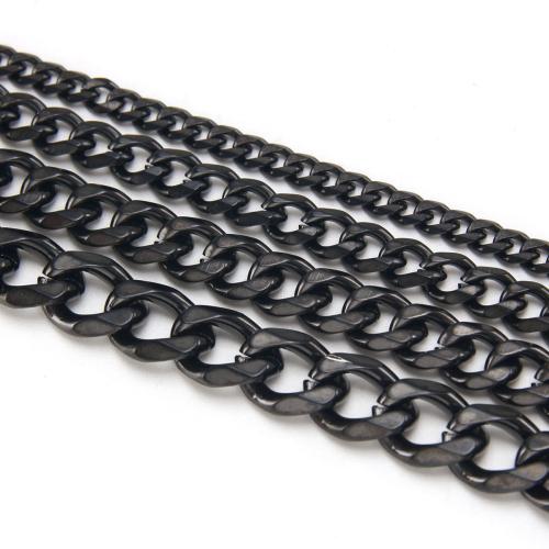 Cadenilla de acero inoxidable, acero inoxidable 304, chapado, unisexo & diverso tamaño para la opción, Negro, Vendido por UD
