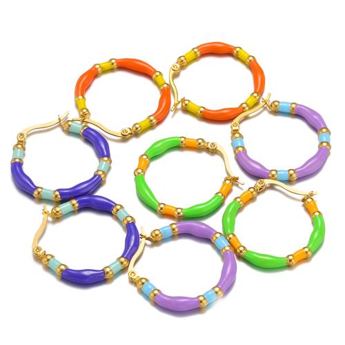 boucle d'oreille de dormeuse en alliage zinc à l'émail , alliage de zinc, Placage de couleur d'or, pour femme, plus de couleurs à choisir, Vendu par PC