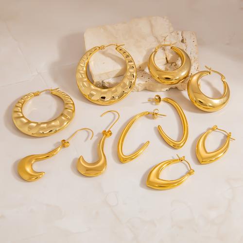 Stainless Steel Leverback Earring, 304 Stainless Steel, gold color plated & for woman 