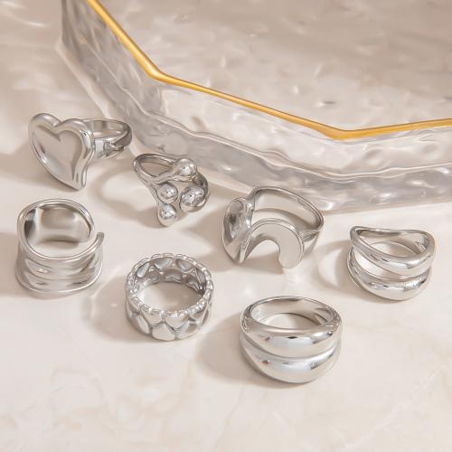 Anillos de Acero Inoxidable, acero inoxidable 304, chapado en color de plata, diferentes estilos para la opción & para mujer, más colores para la opción, Vendido por UD