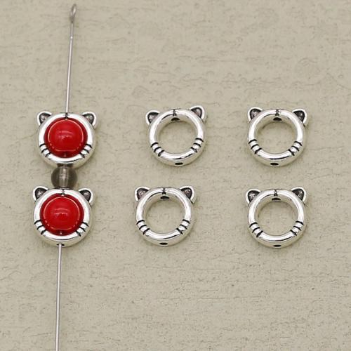 Zink Legierung Frame Perlen, Zinklegierung, Katze, silberfarben plattiert, DIY, Silberfarbe, 11x10mm, Bohrung:ca. 6mm, verkauft von PC