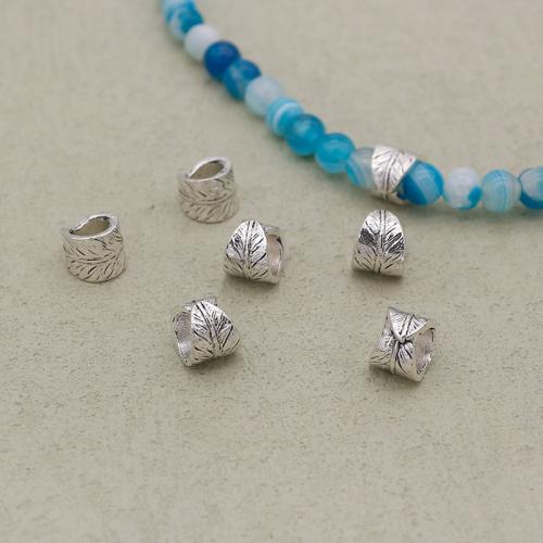 Perles de gros trou en alliage de zinc, Placage de couleur argentée, DIY, argent Environ 5mm, Vendu par PC