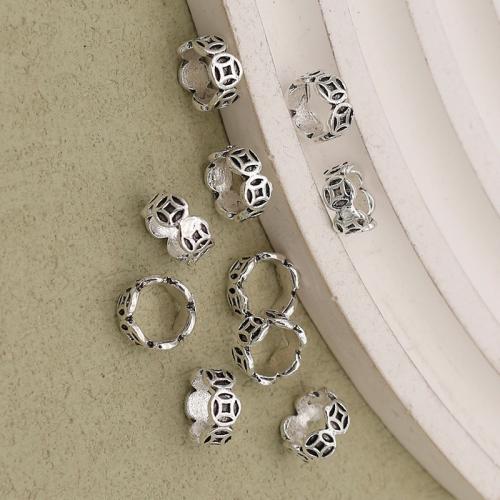 Perles de gros trou en alliage de zinc, Placage de couleur argentée, DIY, argent Environ 6mm, Vendu par PC