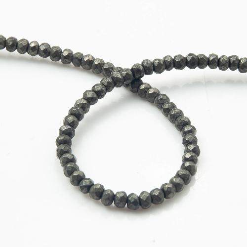 Goldene Pyrit Perlen, Abakus,Rechenbrett, DIY & facettierte, Silberfarbe, 2.1-2.5*4mm, Länge:38 cm, verkauft von Strang