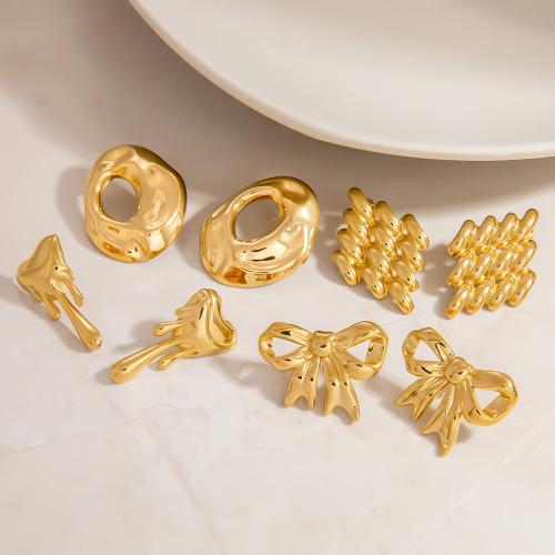 Boucle en acier inoxydable, Acier inoxydable 304, avec perle de plastique, Placage de couleur d'or, styles différents pour le choix & pour femme, plus de couleurs à choisir, Vendu par PC