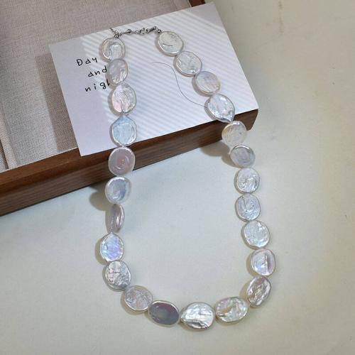 Collar de Perlas Natural de Freshwater, Perlas cultivadas de agua dulce, con 5CM extender cadena, Barroco, para mujer, Blanco, longitud:40 cm, Vendido por UD[