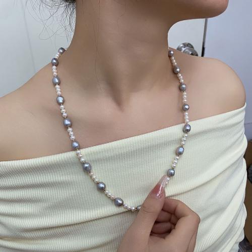 Freshwater Pearl Sweater Chain Necklace, Baroque, for woman, mixed colors cm 