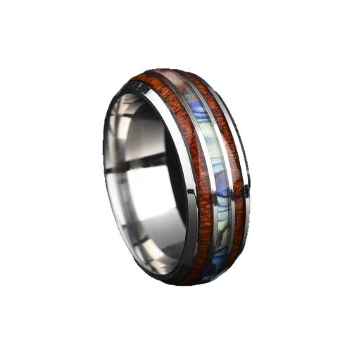 Anillos de Acero Inoxidable, Acero inoxidable 201, con Nácar, chapado, diverso tamaño para la opción & para hombre & esmalte, color original, Vendido por UD