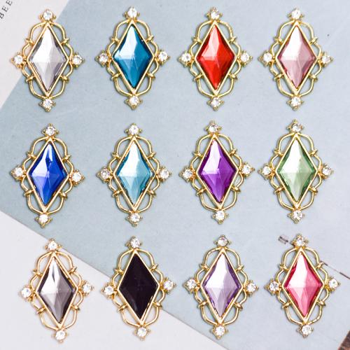 Pendentifs de stras en alliage Zinc, alliage de zinc, Losange, Placage de couleur d'or, DIY & avec strass & creux, plus de couleurs à choisir Vendu par sac