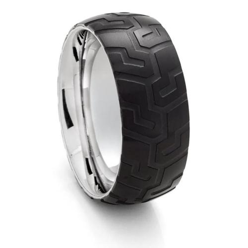 Anillos de Acero Inoxidable, Acero inoxidable 201, Rueda, chapado, Joyería & diverso tamaño para la opción & para hombre, Negro, Vendido por UD
