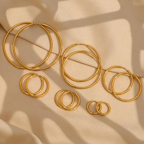 Boucle d'oreille en acier inoxydable Hoop, Acier inoxydable 304, Plaqué or 18K, bijoux de mode & normes différentes pour le choix & pour femme, Vendu par paire