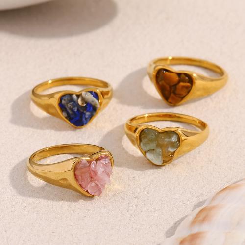 Anillos de Acero Inoxidable, acero inoxidable 304, con piedracálculo, 18K chapado en oro, diferentes materiales para la opción & diverso tamaño para la opción & para mujer, Vendido por UD