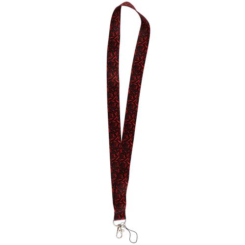 Terylene Mobile Phone Lanyard, Polyester, Rose, Unisex, black and red Approx 17.7 Inch 