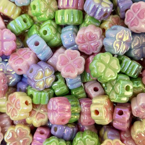 Abalorios acrílico mezclado, Trébol de cuatro hojas, Bricolaje, más colores para la opción, 15mm, Vendido por UD