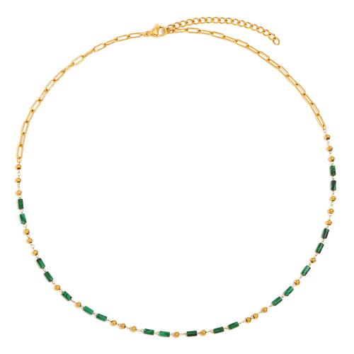 ステンレス鋼のジュエリーネックレス, 304ステンレススチール, とともに 天然石, とともに 5cm エクステンダチェーン, 18Kゴールドメッキ, ファッションジュエリー & 女性用, 長さ:41 センチ, 売り手 パソコン