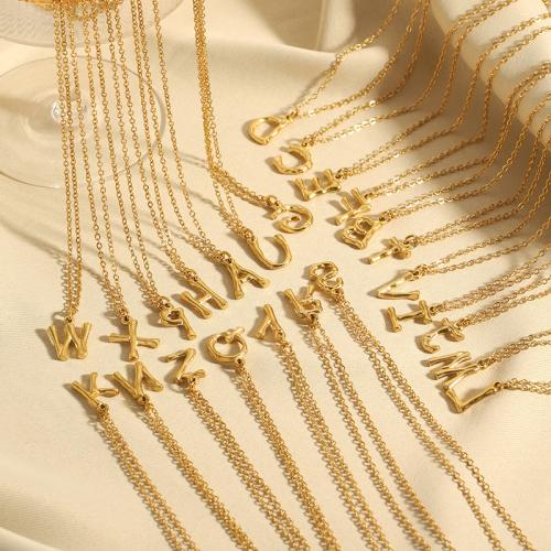 Collier en acier inoxydable Pull, Acier inoxydable 304, avec 5cm chaînes de rallonge, Lettre d’alphabet, Plaqué or 18K, bijoux de mode & modèles différents pour le choix & pour femme cm, Vendu par PC