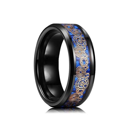 Bague en acier inoxydable, 201 acier inoxydable, Placage, normes différentes pour le choix & pour homme & autocollant époxyde & décalque, noire, Vendu par PC